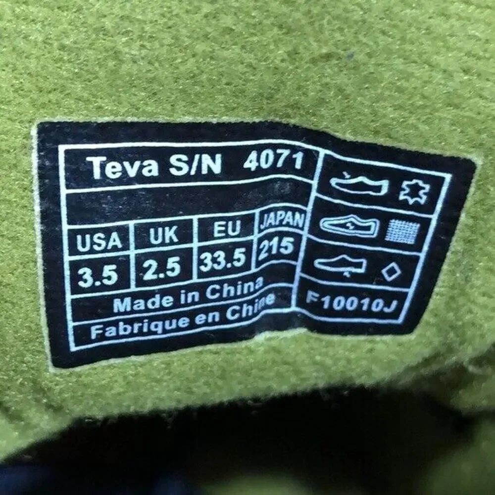 Teva Fire Brown Leather Green Multi Sport Hiking Sneakers Shoes US Boys Size 3.5